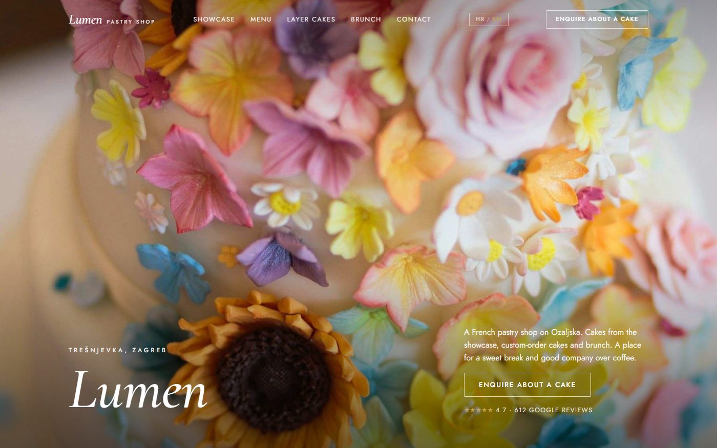 Pastry shop site on a laptop